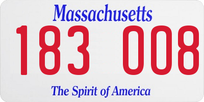 MA license plate 183OO8