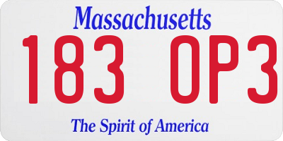MA license plate 183OP3