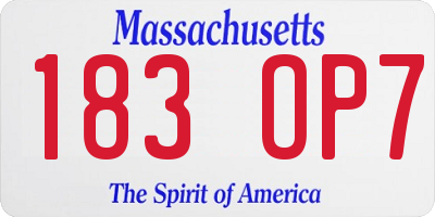 MA license plate 183OP7