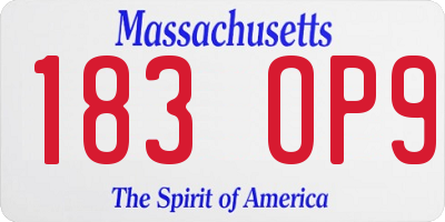 MA license plate 183OP9