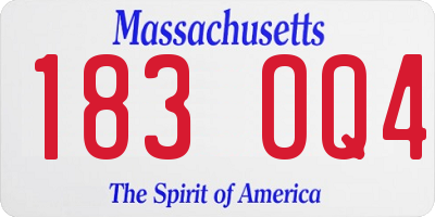 MA license plate 183OQ4