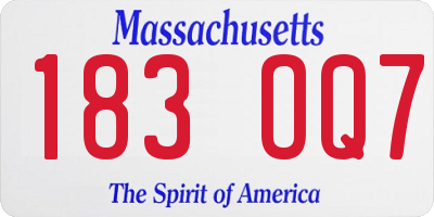 MA license plate 183OQ7
