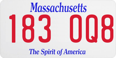 MA license plate 183OQ8