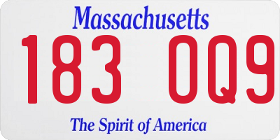 MA license plate 183OQ9