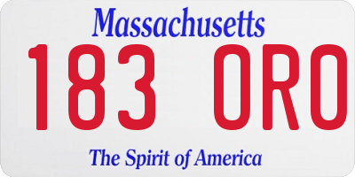 MA license plate 183OR0