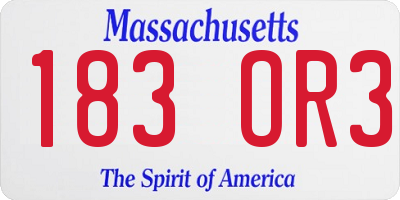 MA license plate 183OR3