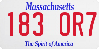 MA license plate 183OR7