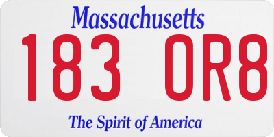 MA license plate 183OR8