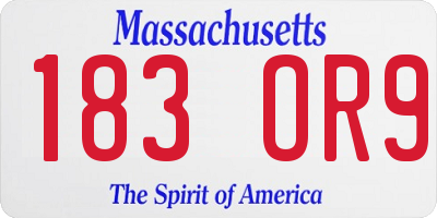 MA license plate 183OR9