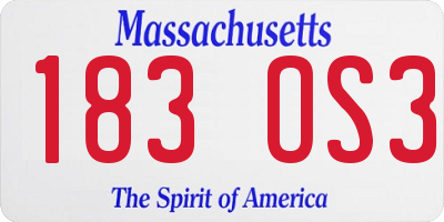 MA license plate 183OS3
