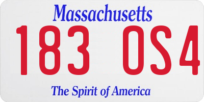 MA license plate 183OS4