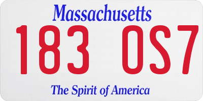 MA license plate 183OS7
