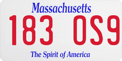 MA license plate 183OS9
