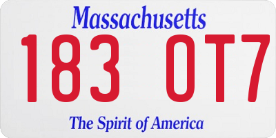 MA license plate 183OT7
