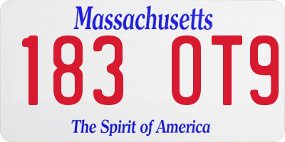 MA license plate 183OT9