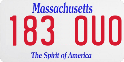 MA license plate 183OU0