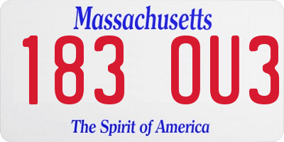 MA license plate 183OU3