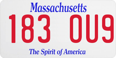 MA license plate 183OU9