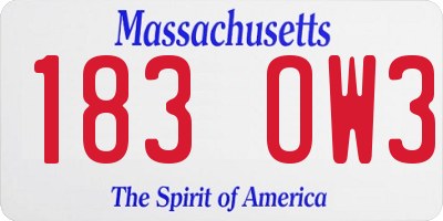 MA license plate 183OW3