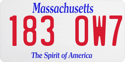 MA license plate 183OW7