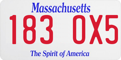 MA license plate 183OX5