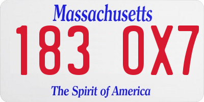 MA license plate 183OX7