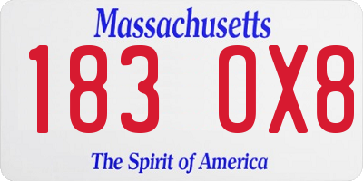 MA license plate 183OX8