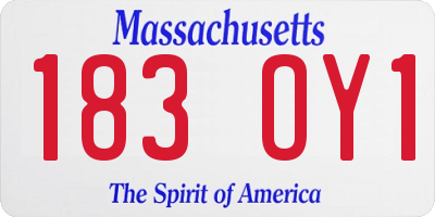 MA license plate 183OY1