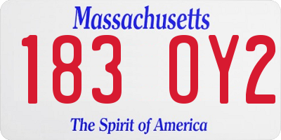 MA license plate 183OY2