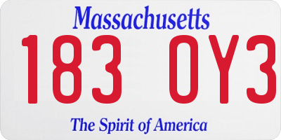 MA license plate 183OY3