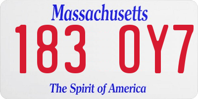 MA license plate 183OY7