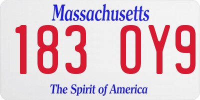 MA license plate 183OY9