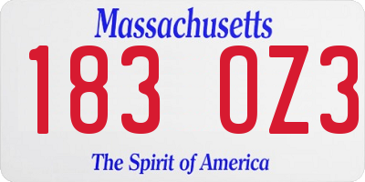 MA license plate 183OZ3