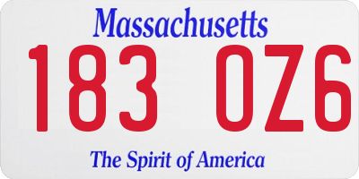MA license plate 183OZ6