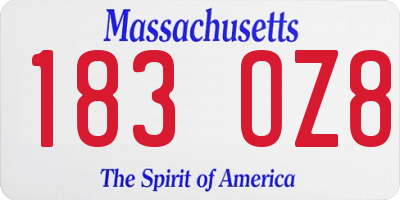 MA license plate 183OZ8