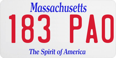 MA license plate 183PA0
