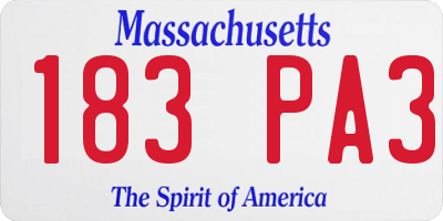 MA license plate 183PA3