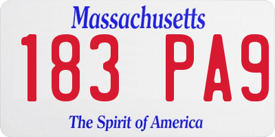 MA license plate 183PA9