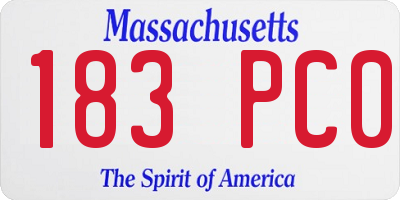 MA license plate 183PC0