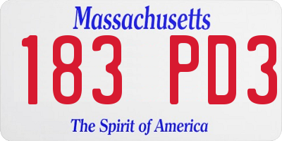 MA license plate 183PD3