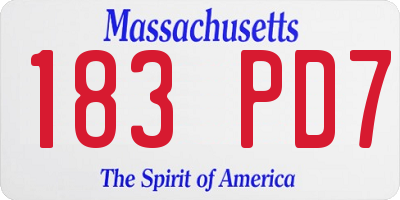 MA license plate 183PD7