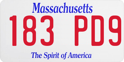 MA license plate 183PD9