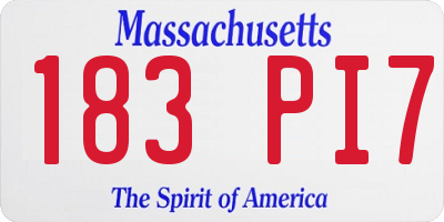 MA license plate 183PI7
