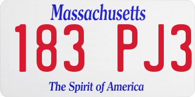 MA license plate 183PJ3