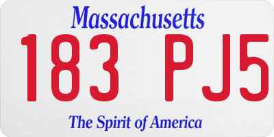 MA license plate 183PJ5