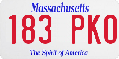 MA license plate 183PK0