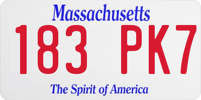 MA license plate 183PK7