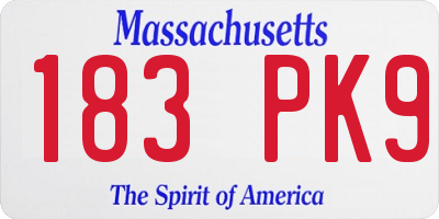 MA license plate 183PK9