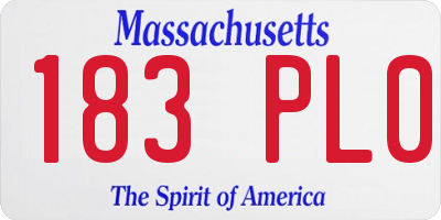 MA license plate 183PL0