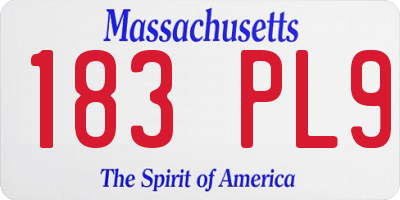 MA license plate 183PL9